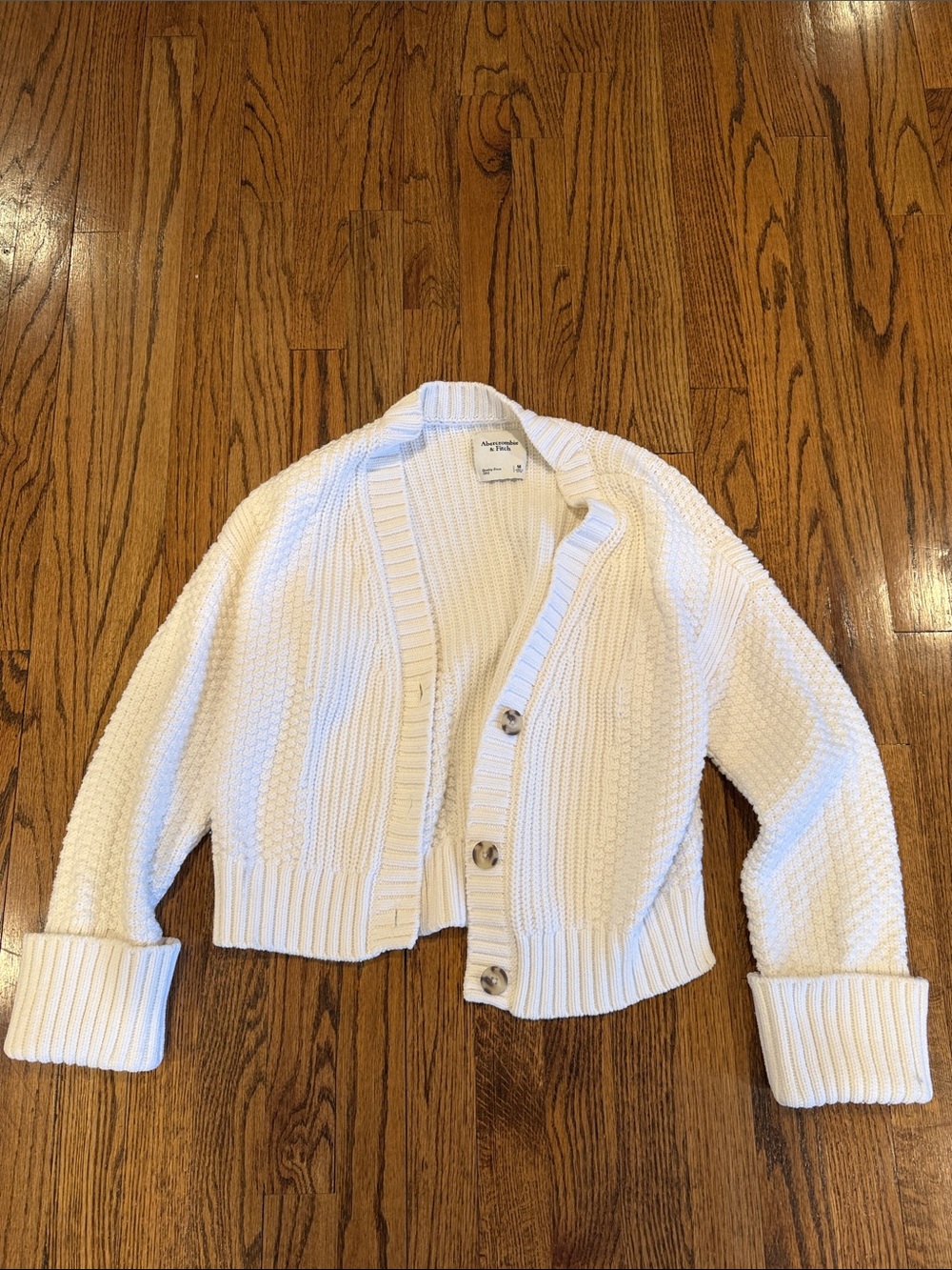 White Chunky Knit Cardigan Sweater